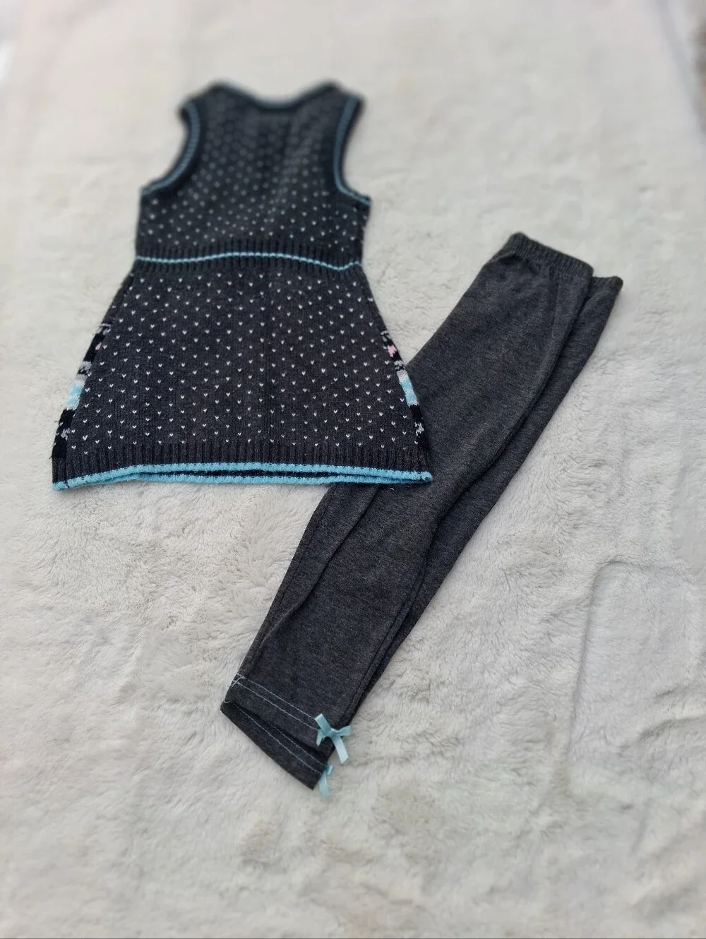 Little Lass Charcoal Dress & Light Blue Trim Set Size 4T - Picture 2 of 4